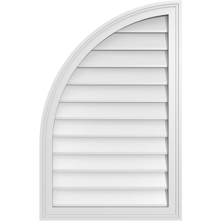 Ekena Millwork Quarter Round Top Left Surface Mount PVC Gable Vent w/ 2"W x 1-1/2"P Brickmould Frame, 22"W x 34"H GVPQL22X3402SN